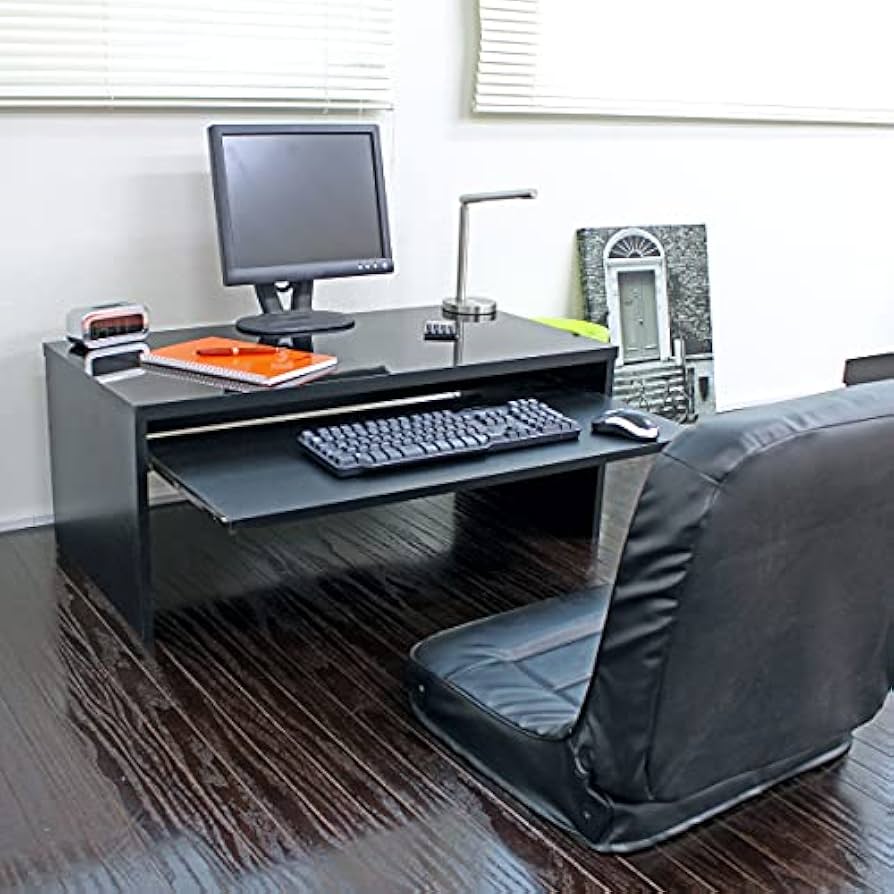 デスク スライドテーブル付 90cm幅 日本製 ハイデスク ブラック 506